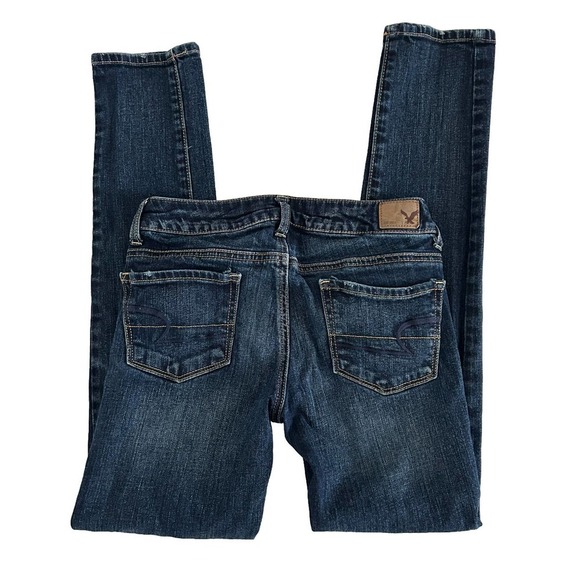 American Eagle | Women's Blue 5-Pocket Design Ankle Skinny Stretch Jeans Size 0 - Picture 4 of 8